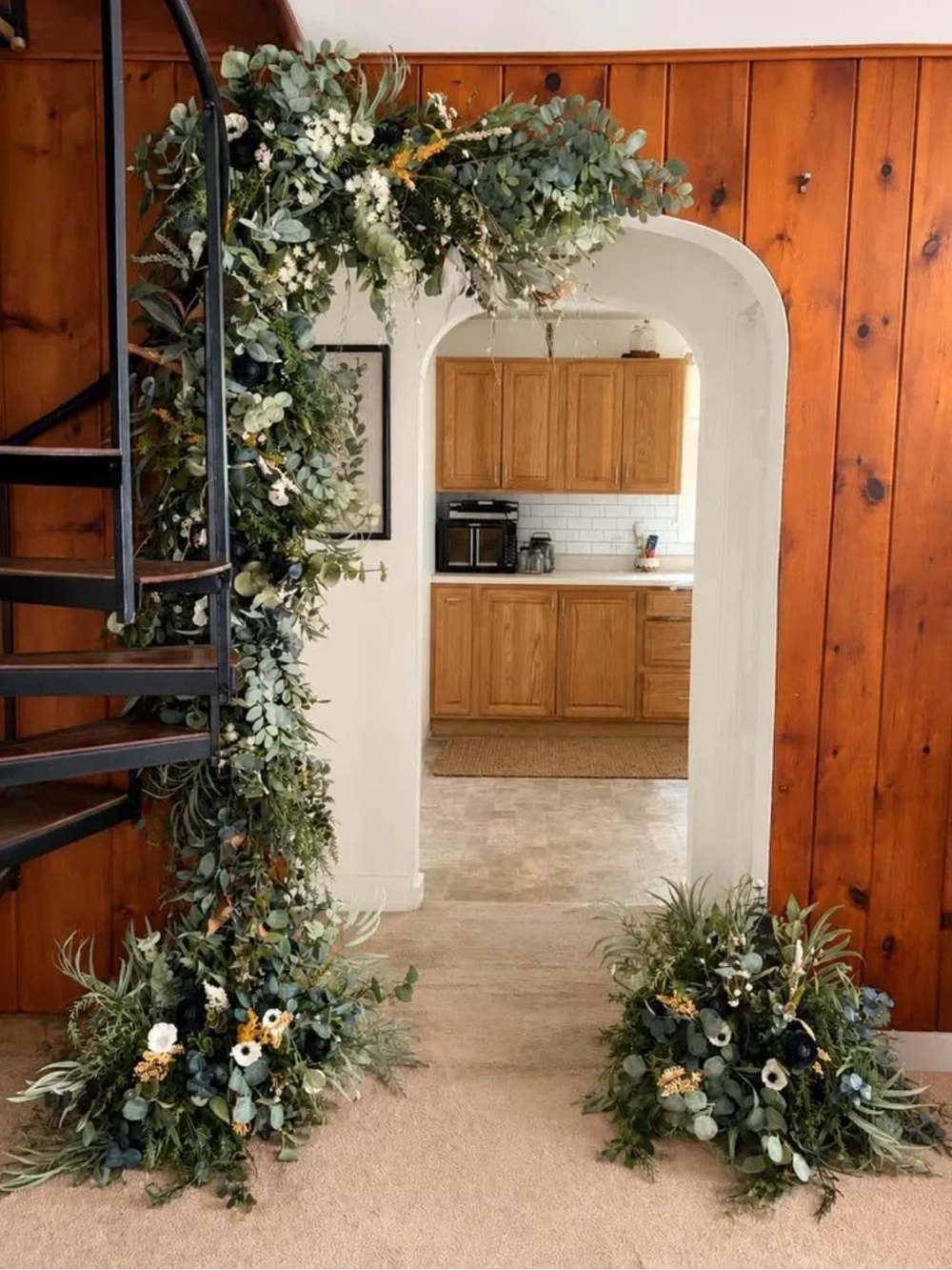Wedding Floral Arch and Floral Floor Accents